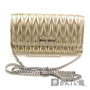 Miu Miu Chain Wallet Leather Gold Bag Akane be